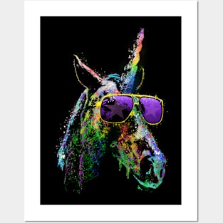 Neon Rainbow Unicorn 80s Vintage-Inspired Graphic Shirt Posters and Art